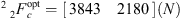 $ {}_{\enspace }{}^2\enspace {F}_c^{\mathrm{opt}}=\left[\begin{array}{ll}3843& 2180\end{array}\right](N)$