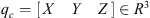 $ {q}_c=\left[\begin{array}{lll}X& Y& Z\end{array}\right]\in {R}^3$