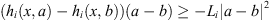 $ ({h}_i(x,a)-{h}_i(x,b))(a-b)\ge -{L}_i{\left|a-b\right|}^2$