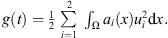 $ g(t)=\frac{1}{2}\underset{i=1}{\sum^2}{\int }_{\mathrm{\Omega }} {a}_i(x){u}_i^2\mathrm{d}x.$