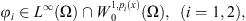 $ {\phi }_i\in {L}^{\mathrm{\infty }}\left(\mathrm{\Omega }\right)\cap {W}_0^{1,{p}_i(x)}\left(\mathrm{\Omega }\right),\hspace{0.5em}\left(i=\mathrm{1,2}\right),$