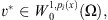 $ {v}^{\mathrm{*}}\in {W}_0^{1,{p}_i(x)}(\mathrm{\Omega }),$